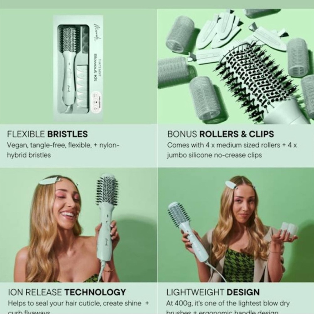 Anthropologie Mermade Hair “That's Mint” Iconic limited edition Blowout Brush - Picture 3 of 8